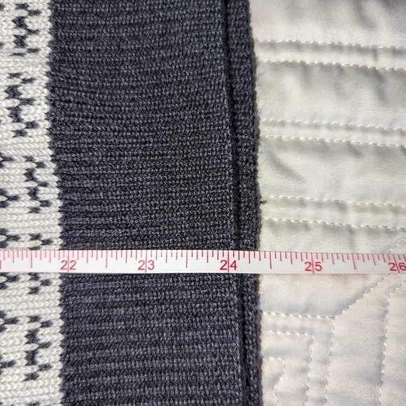 FRANK & OAK Grey & Cream Fair Isles Wool Chunky Knit Cardigan Size Medium - Picture 9 of 12